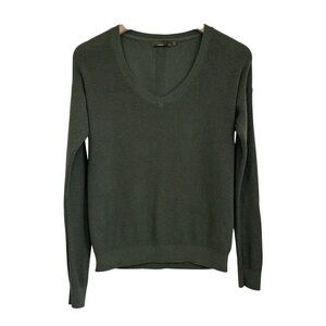 Prana Womens Milani Waffle Knit V Neck Cotton Wool Blend Sweater Sz Small Green